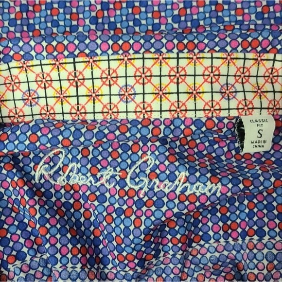 Robert Graham Button Up Dotted Short Sleeve Shirt mens size small - Picture 5 of 5